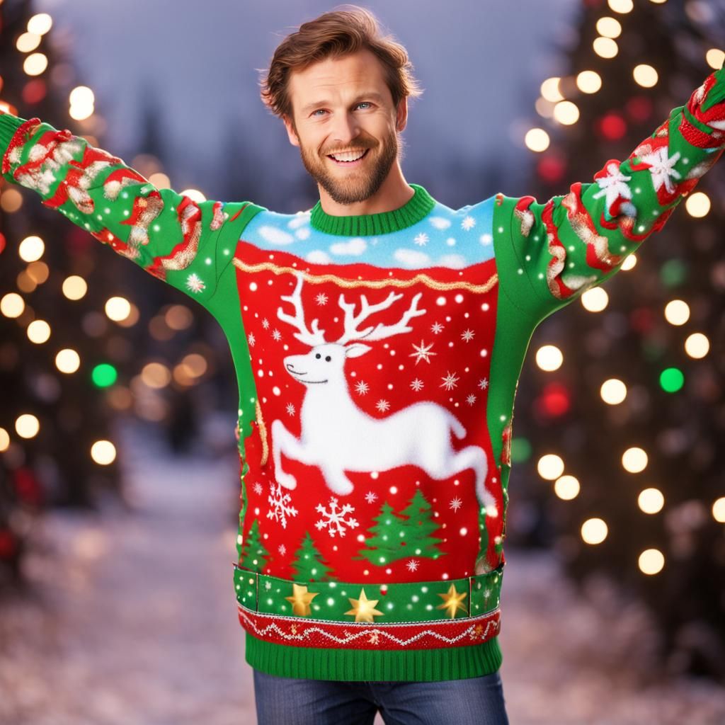 Festive 3D Ugly Christmas Sweater Design
