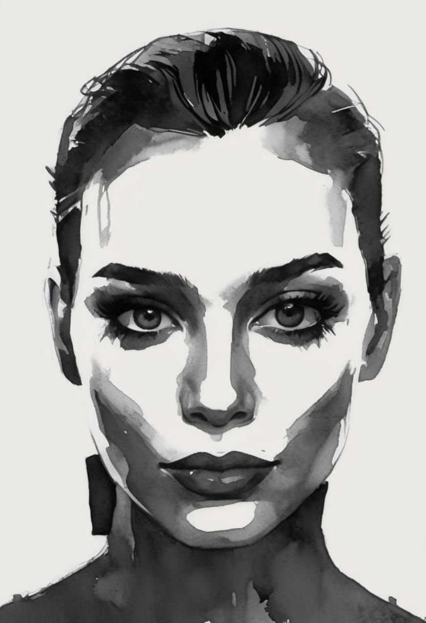 Goth Girl Portrait in High Contrast Impasto Style