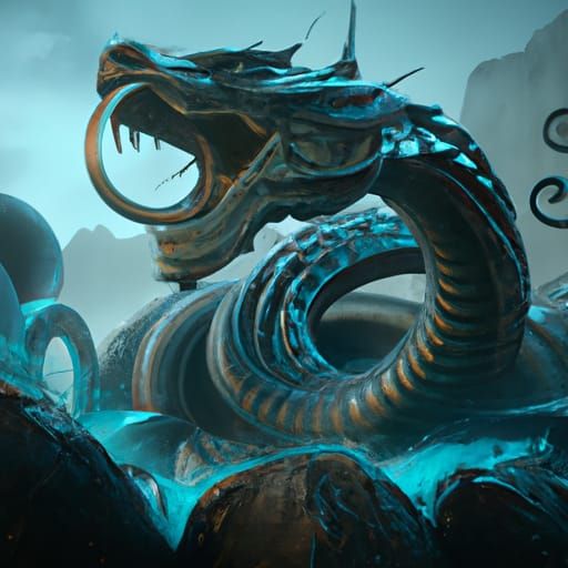 Pale World Serpent in Dark Fantasy Style