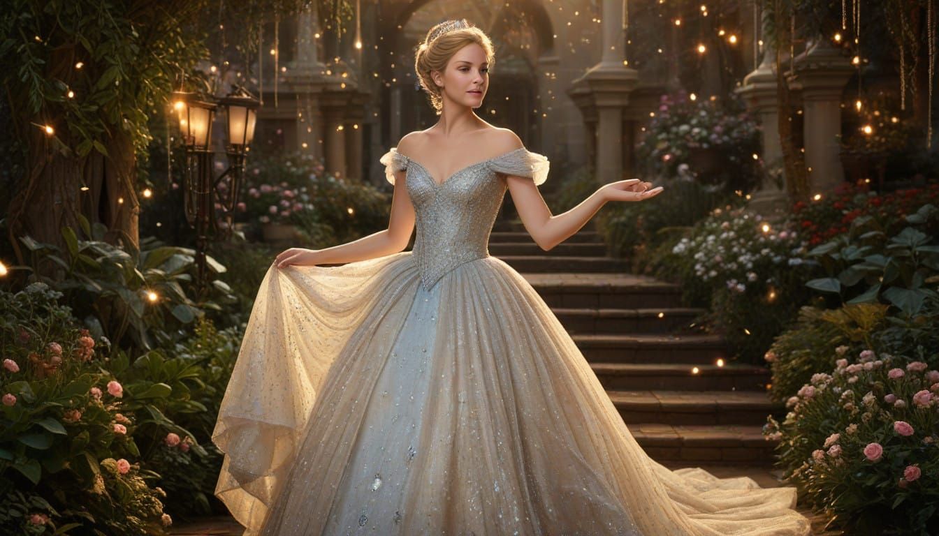 Fairy Godmother in Enchanting, Whimsical Scene with Sparklin...