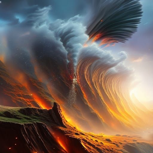 Hyperrealistic End of the World Portrait in Splash Art