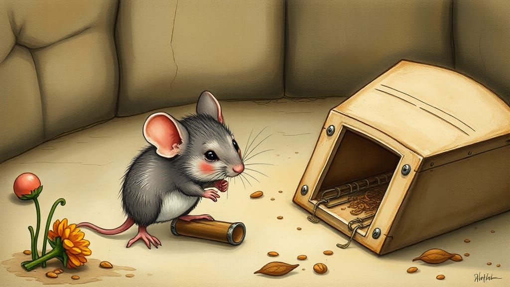Shy Mouse and Mousetrap, Storybook Illustration