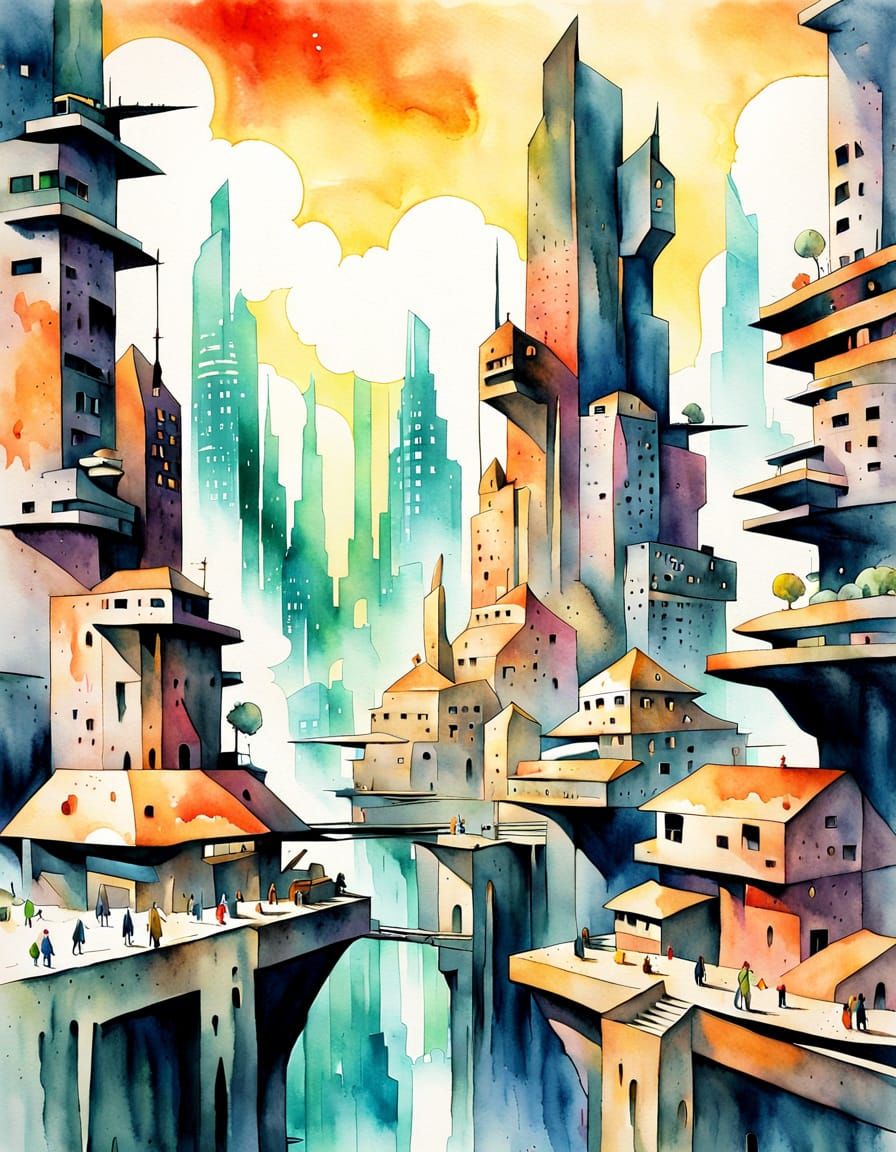 Abstract, Kidcore style Watercolor,of an otherworldly, limin...