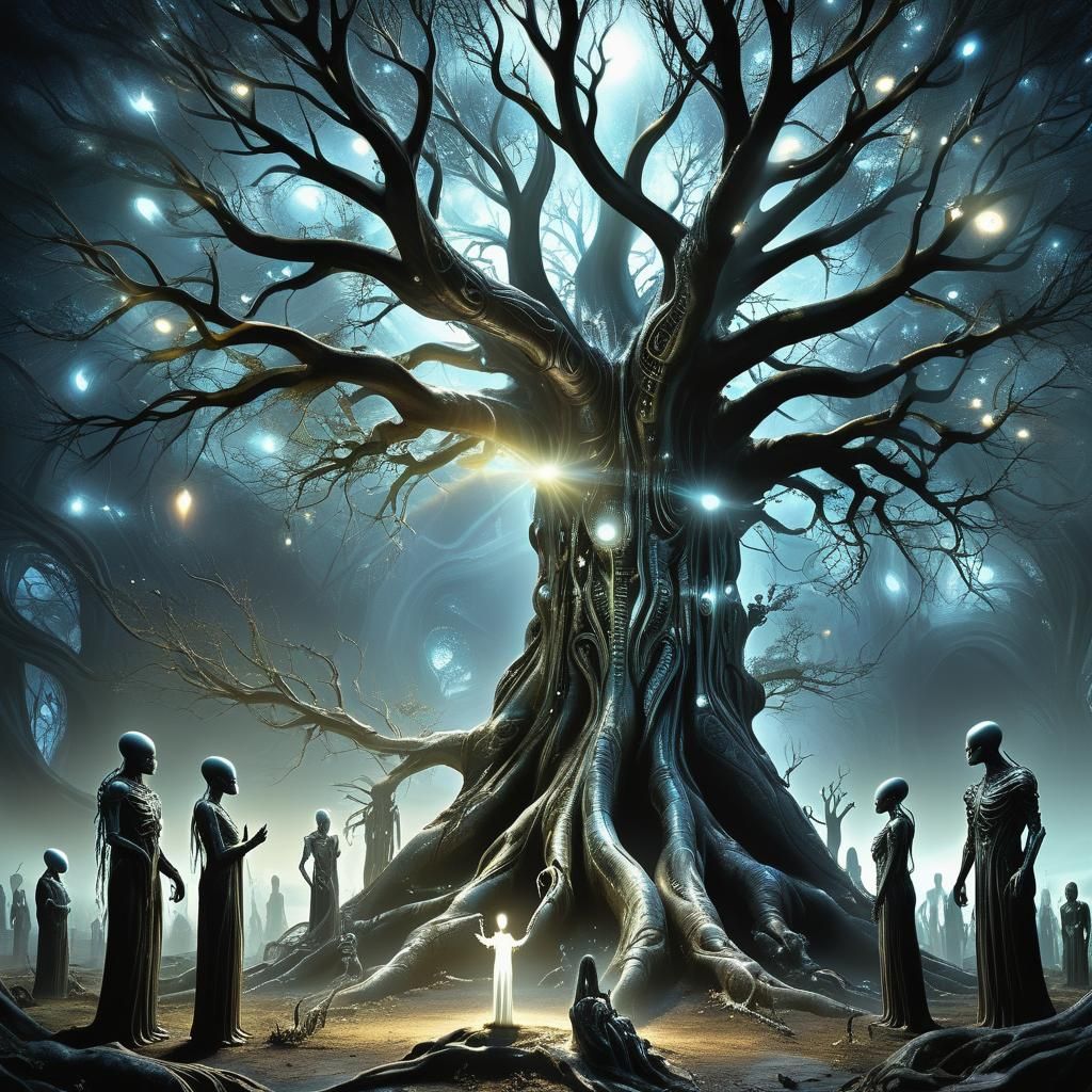 Ethereal Ancestral Gathering in Mystical Digital Art