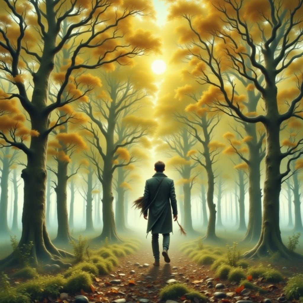 Enchanted Autumn Forest at Night in Gothic Style