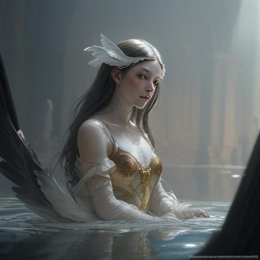 Renaissance Swan Lake Ballet: Hyperdetailed Portrait