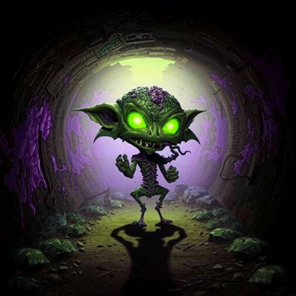 Mysterious Underground Kobold in a Dimly Lit Cave