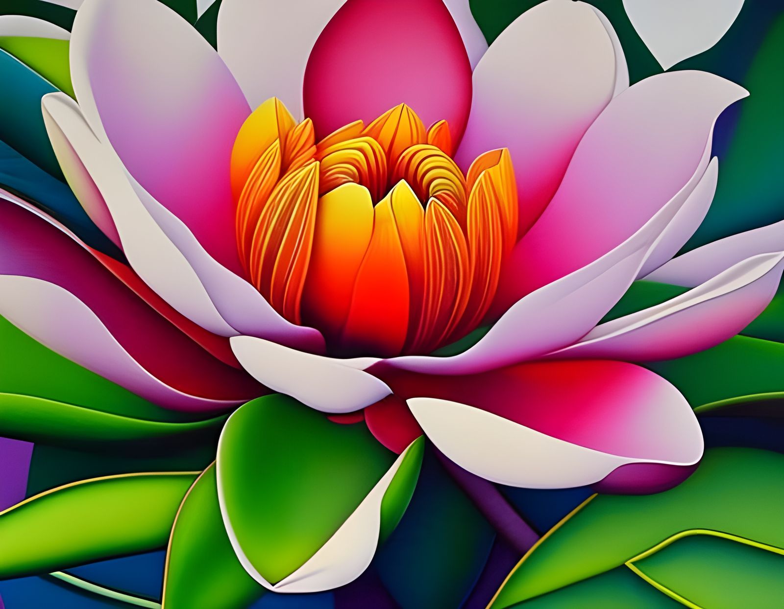 Magnolia Blossoms in Hyperrealistic Pop Art Style
