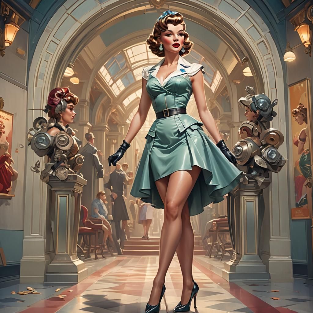 50s Pinup Portrait in Girdle and High Heels