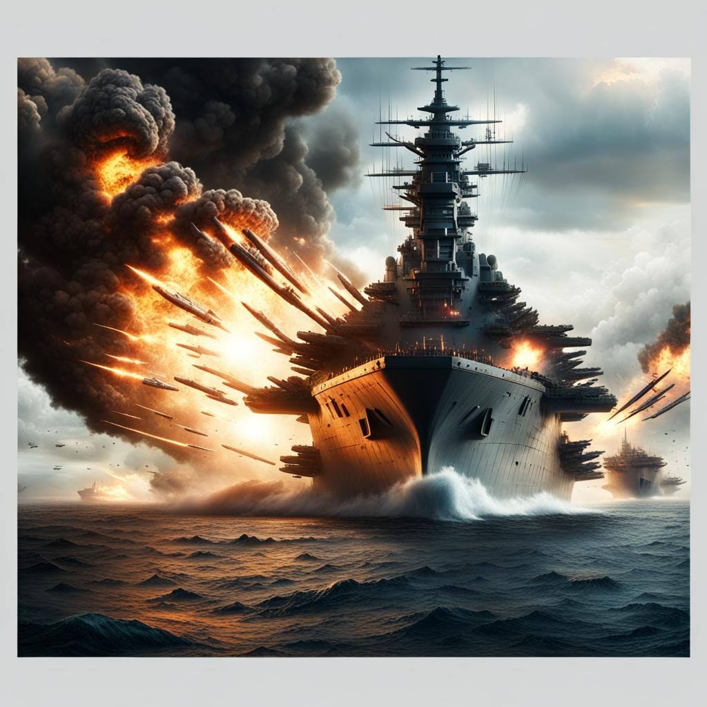 Battleship Explosion: Epic Digital Matte Painting