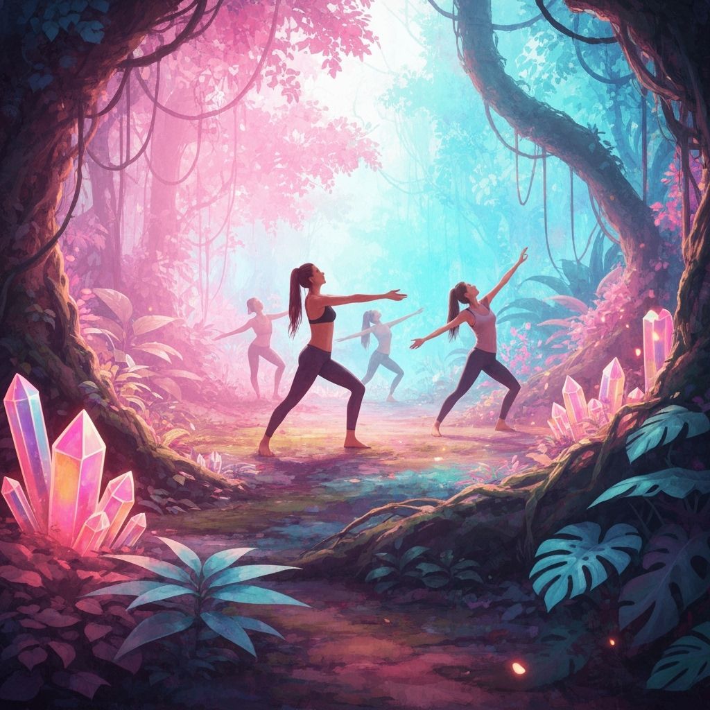 Mindful Movement in Jungle, Psychedelic Digital Art