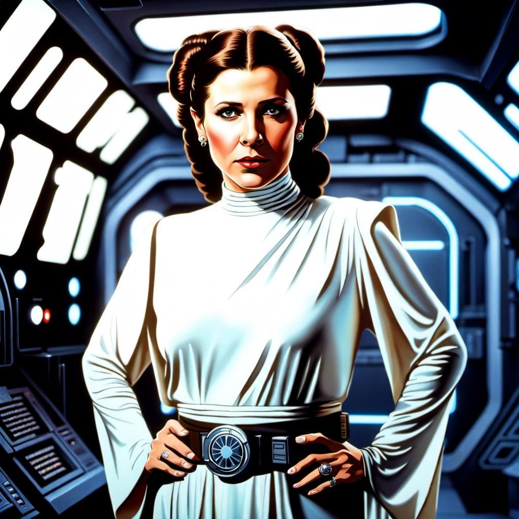 Princess Leia in Millennium Falcon: Hyperrealistic Portrait