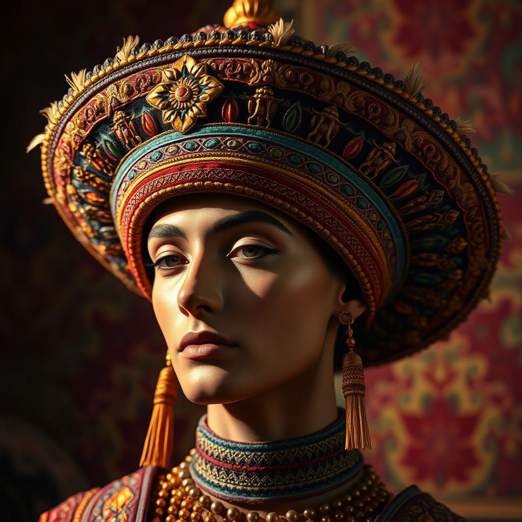 Majestic Embroidered Hat in Art of Illusion Style