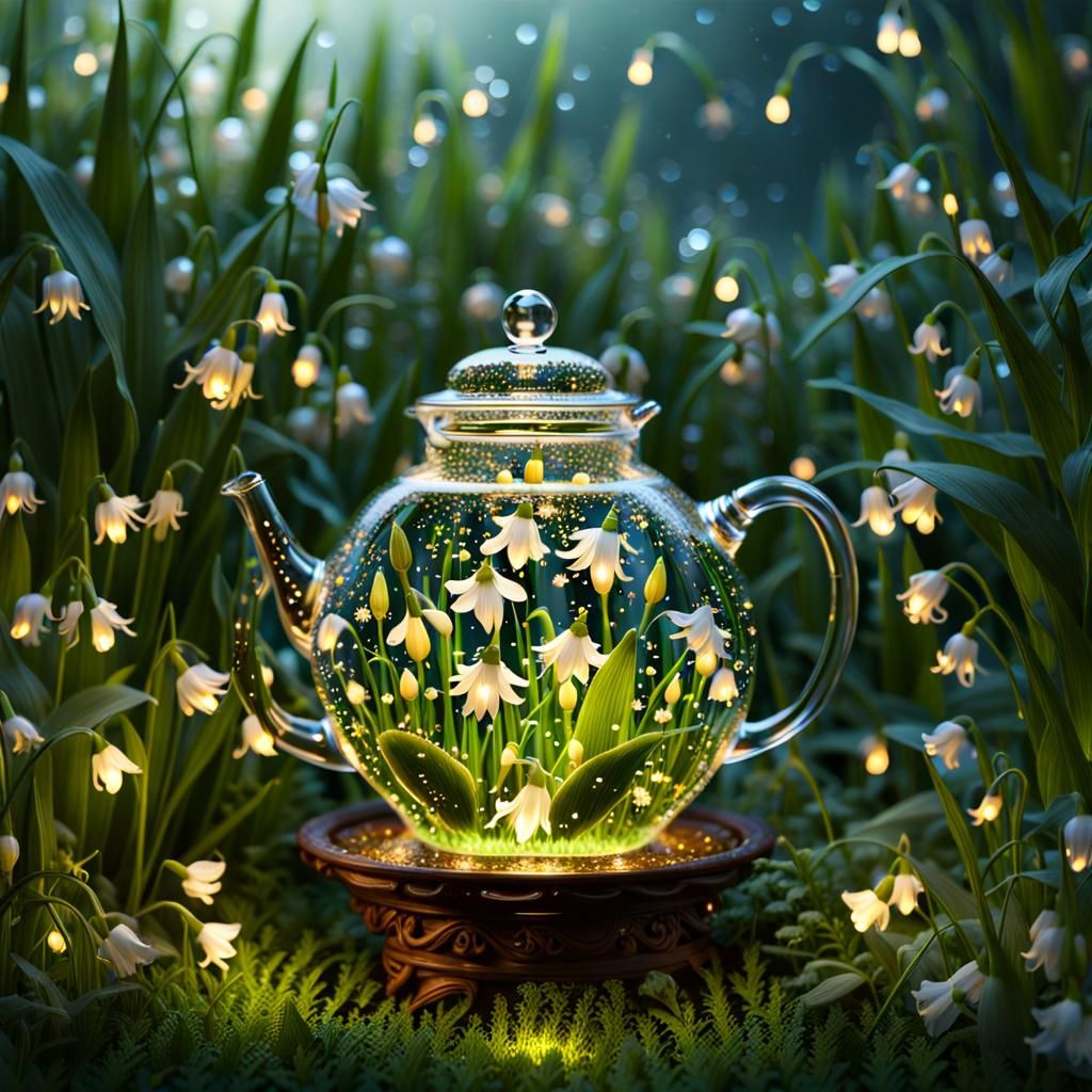 Miniature Fairy Garden in Glass Teapot