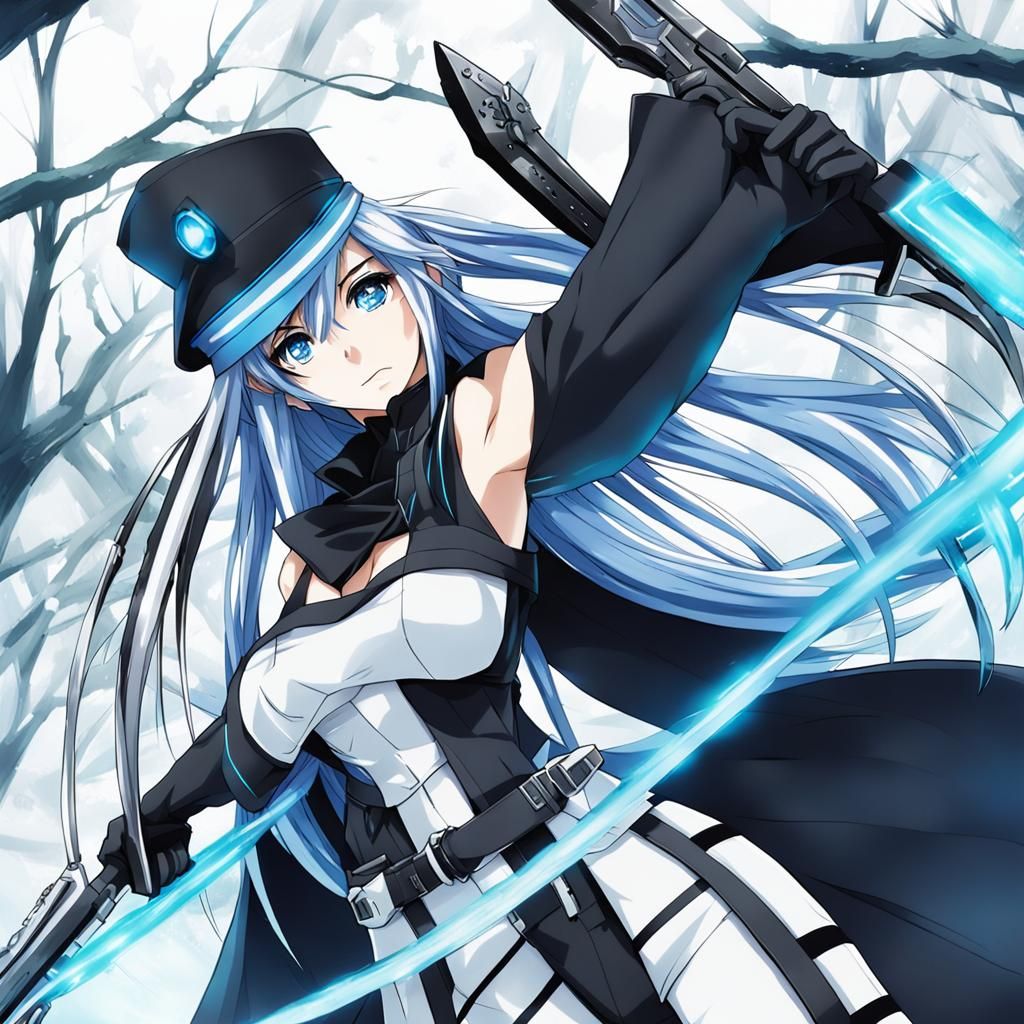 Esdeath Anime Key Visual in Manga Style