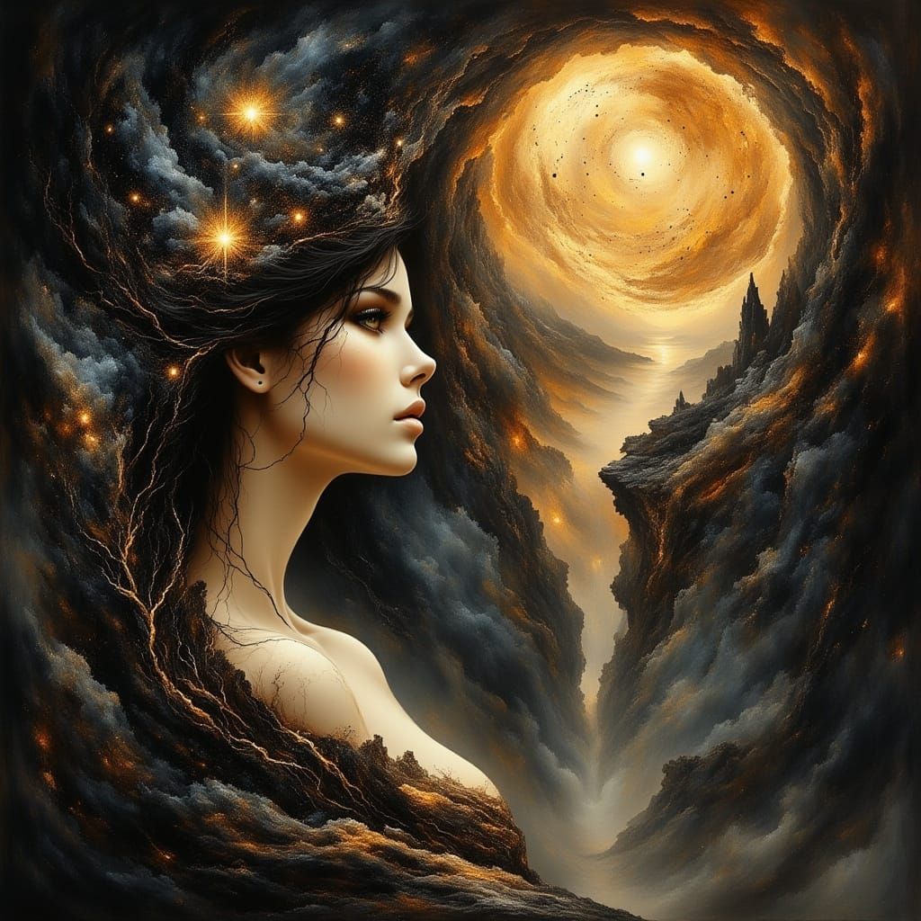 Celestial Fortune Teller in Dark Fantasy Art