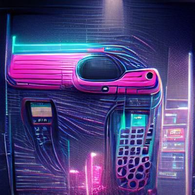 Synthwave Cellphone in Retro Neon Style