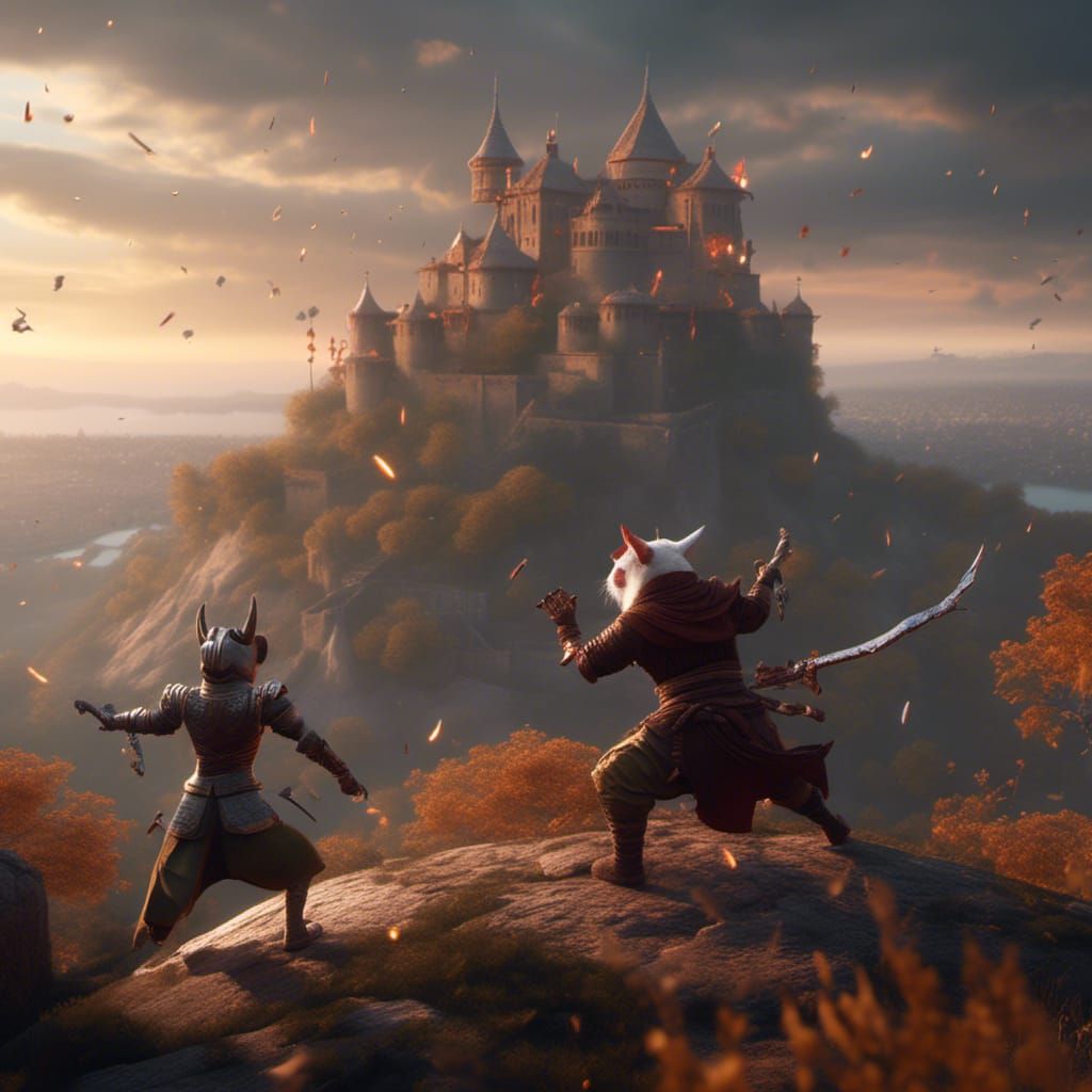 Tiefling Ranger vs Tabaxi Monk: 3D Game Cinematic