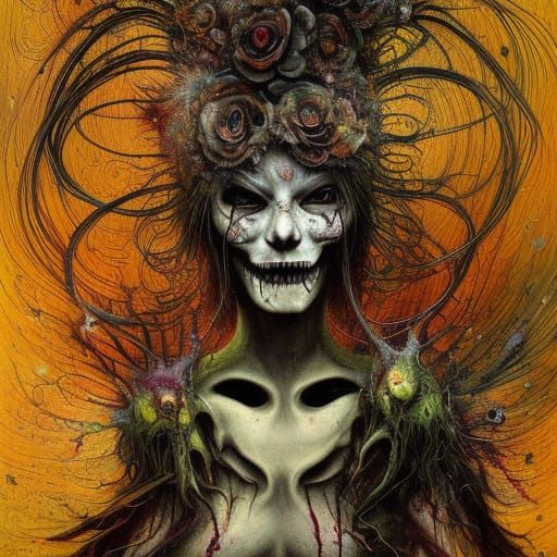 Ominous Naja Witch Portrait in Detailed Vector Art