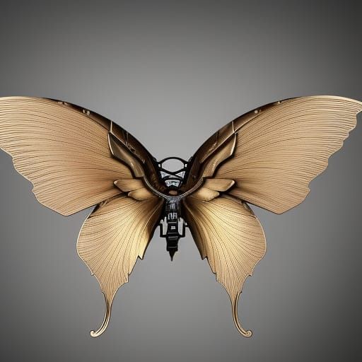 Steampunk Metal Butterfly with Gleaming Steel Wings