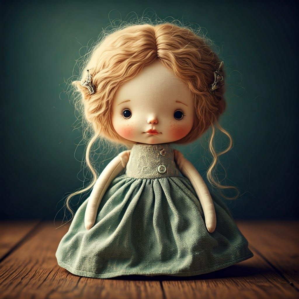 Enchanted Doll in Whimsical Fantasy Landscapes