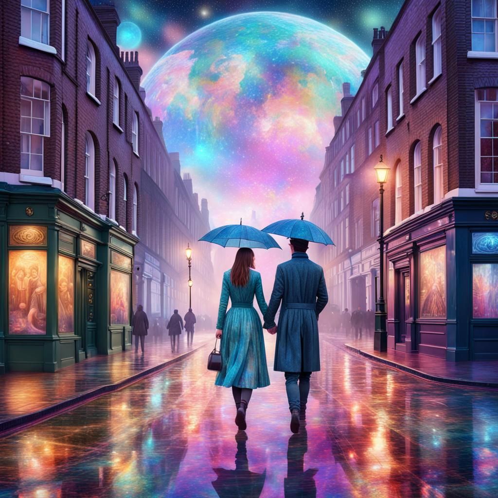 Victorian London Street Scene in Astral Illustration