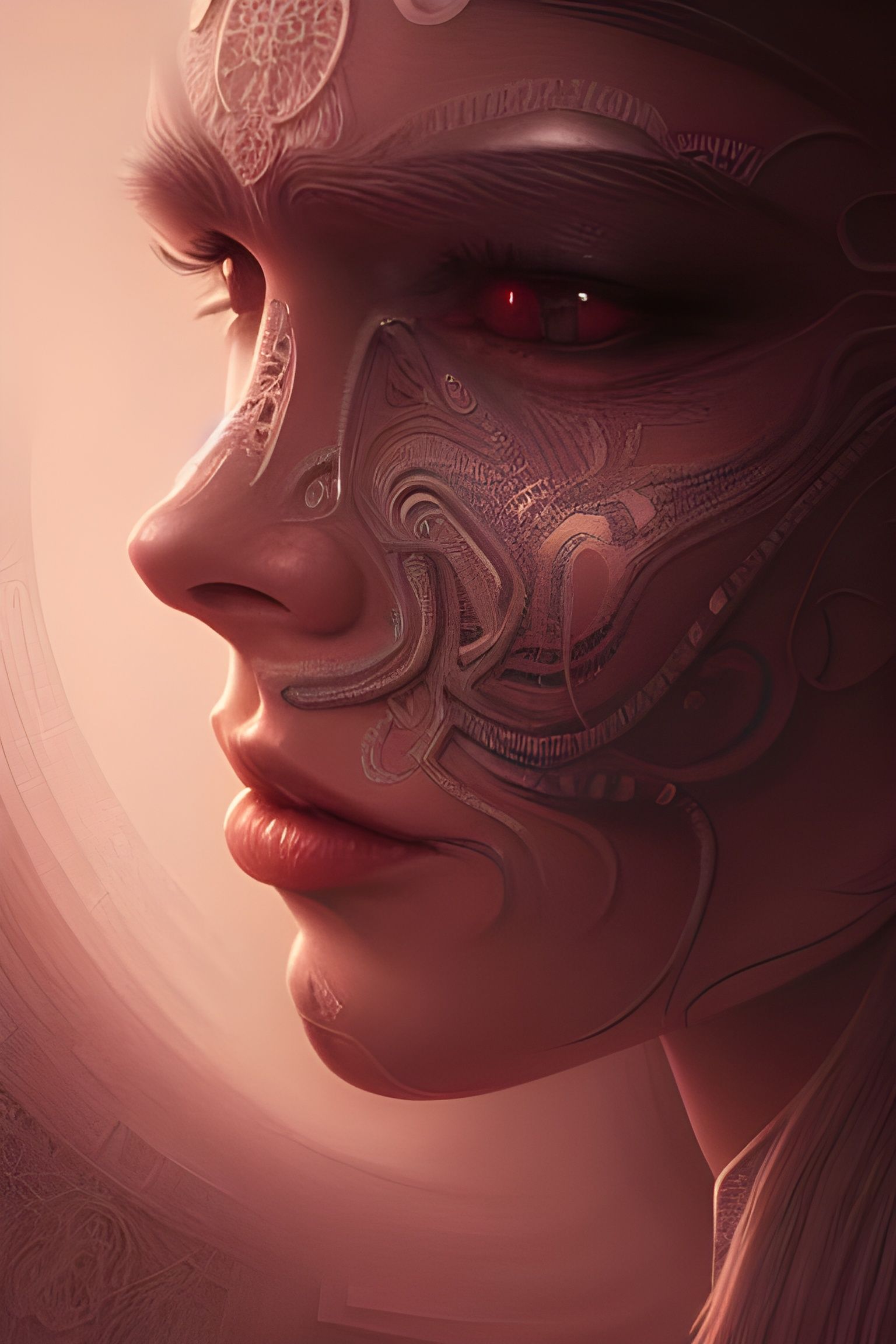 Glamorous Woman with Demon Eyes in Digital Art