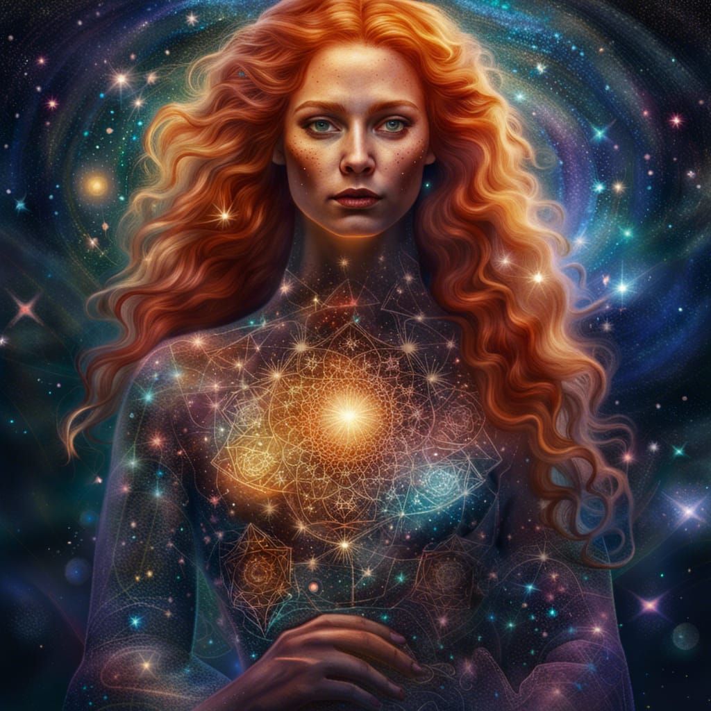 Ginger Witch in Astral Cosmic Illustration