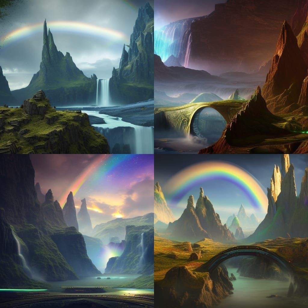 Asgard with Rainbow Bridge: A Digital Matte Painting