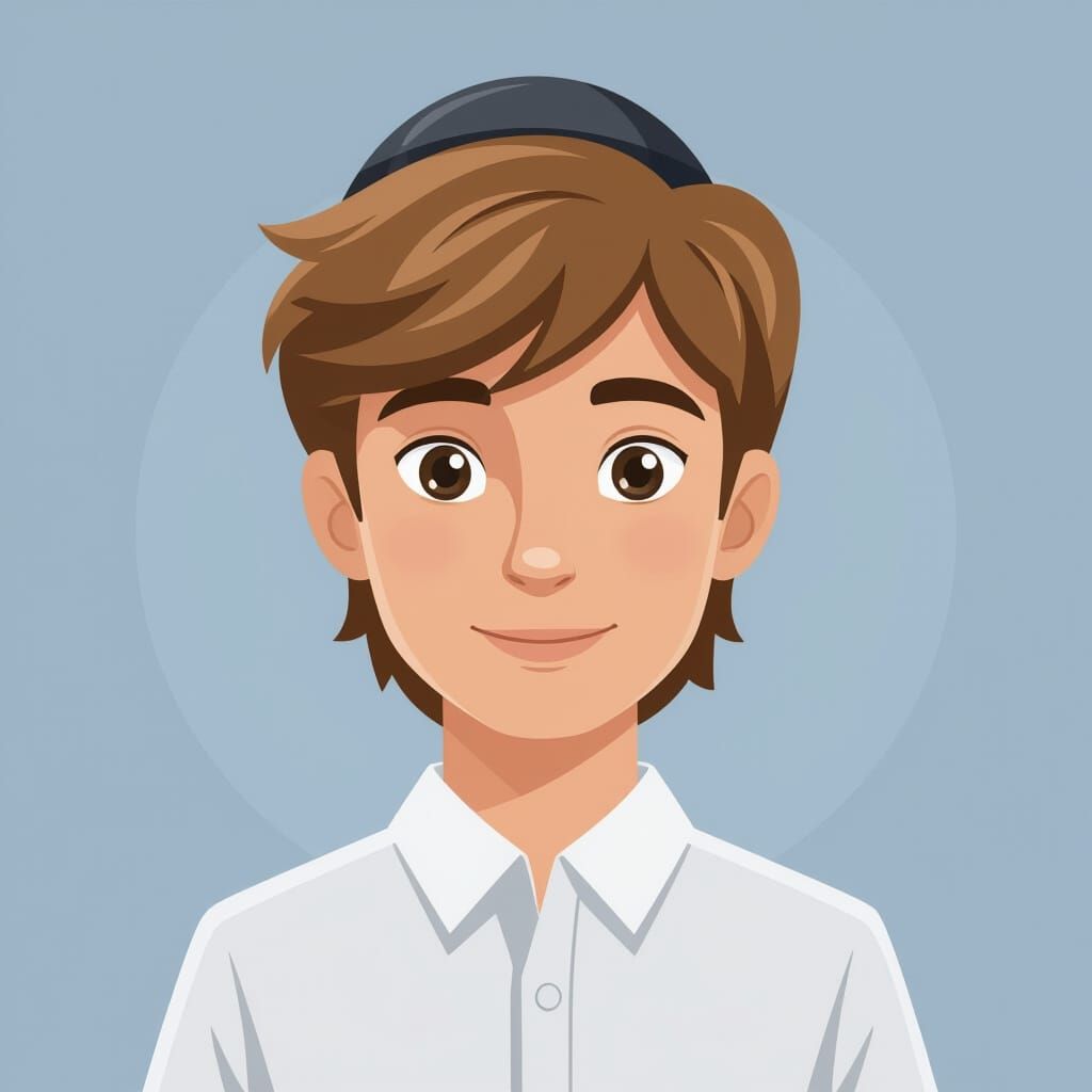 Teenage Boy Portrait in Flat Vector Style