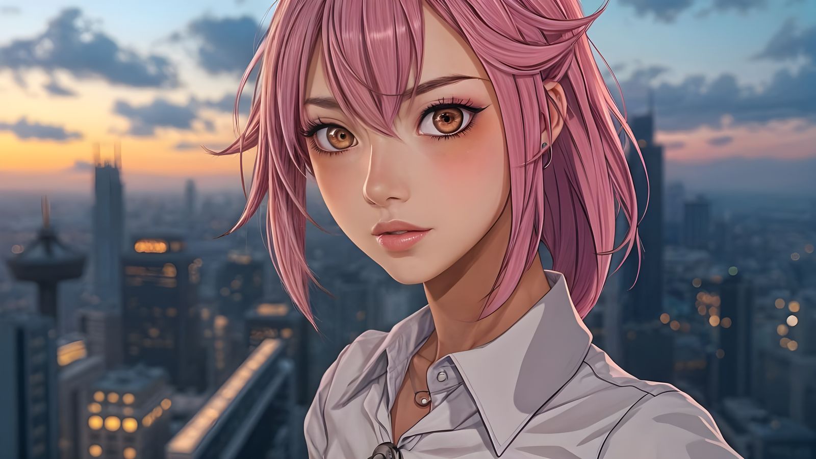 Makima Portrait in Twilight, 3D Anime Art