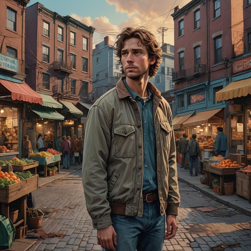 Man in Market, Fantastical Concept Art