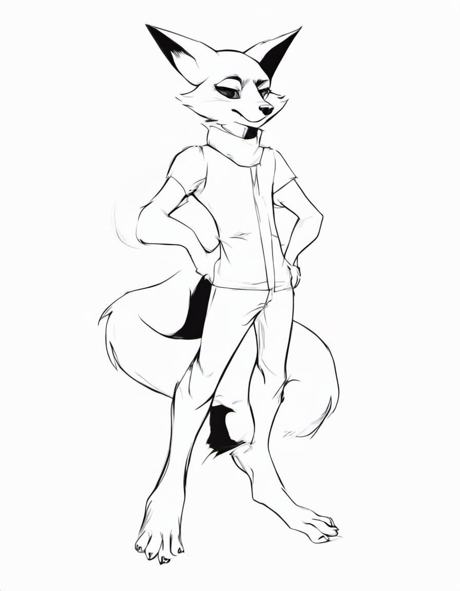 Handsome White Fox in Office Attire: 3D Render