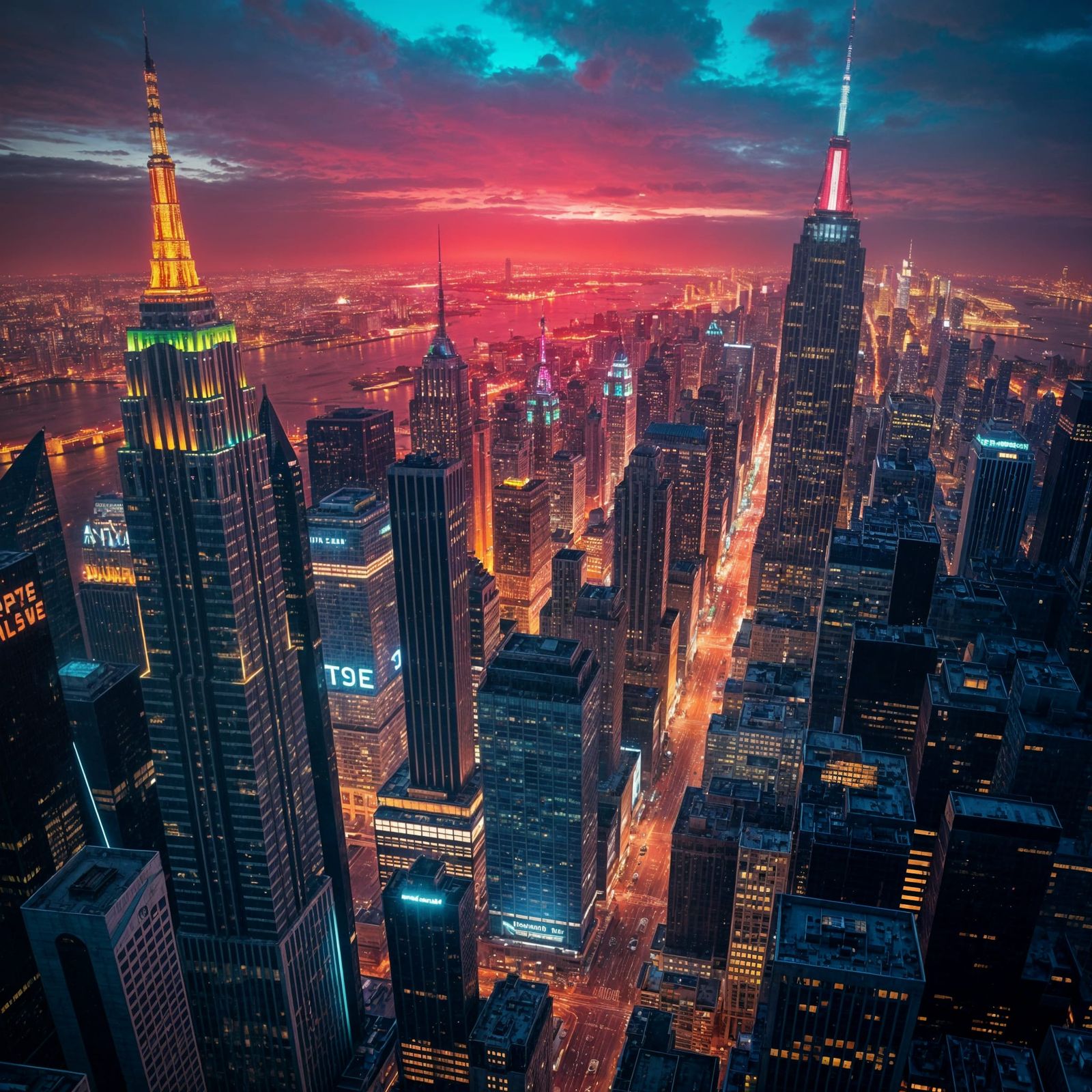 Neon Cityscape Inspired by 'Empire State of Mind'