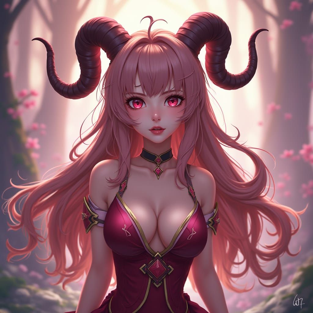 Exotic Tiefling Goddess in Elegant Fantasy Attire