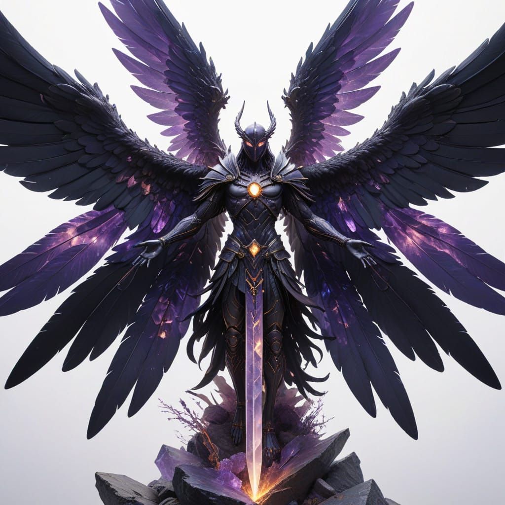 Ethereal Angel of Obsidian and Citrine