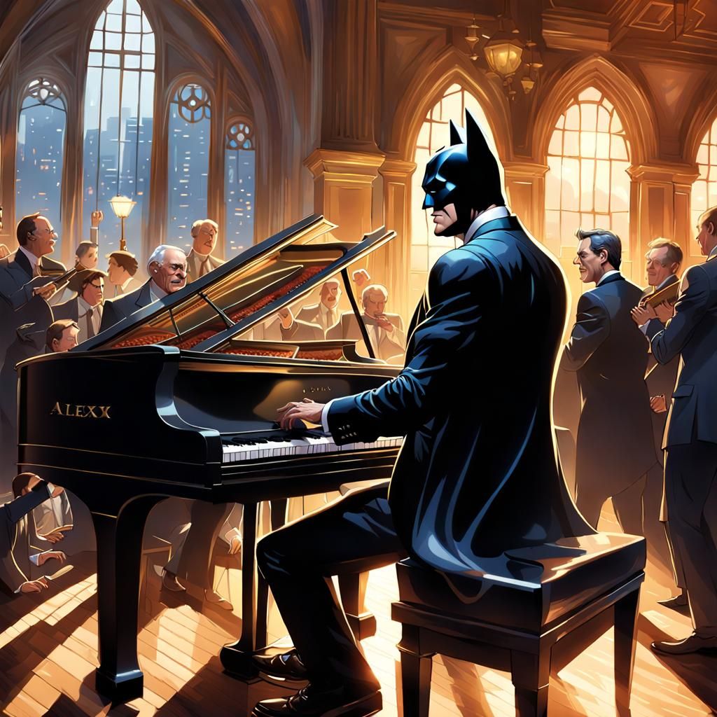 Batman Plays Piano: A Digital Illustration
