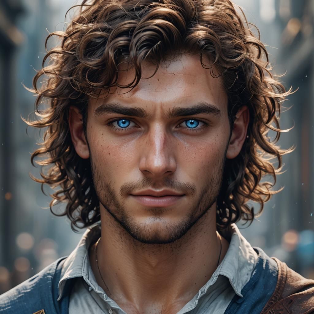 Handsome Male Model Headshot in Detailed Matte Painting