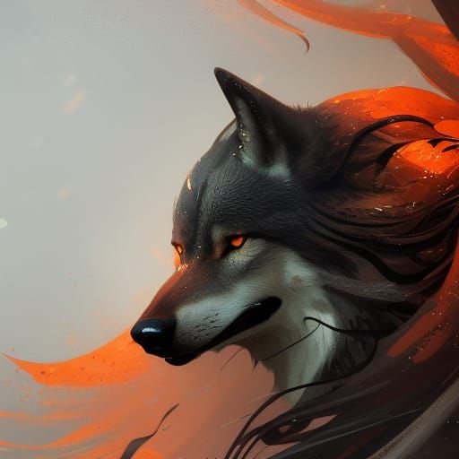 Wolf with Tendrils in Hyperdetailed Concept Art