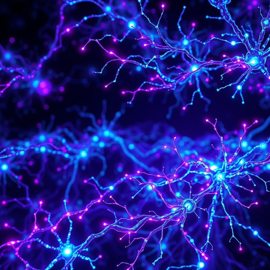 Neural Network Dreamscape in Cyberpunk Aesthetic