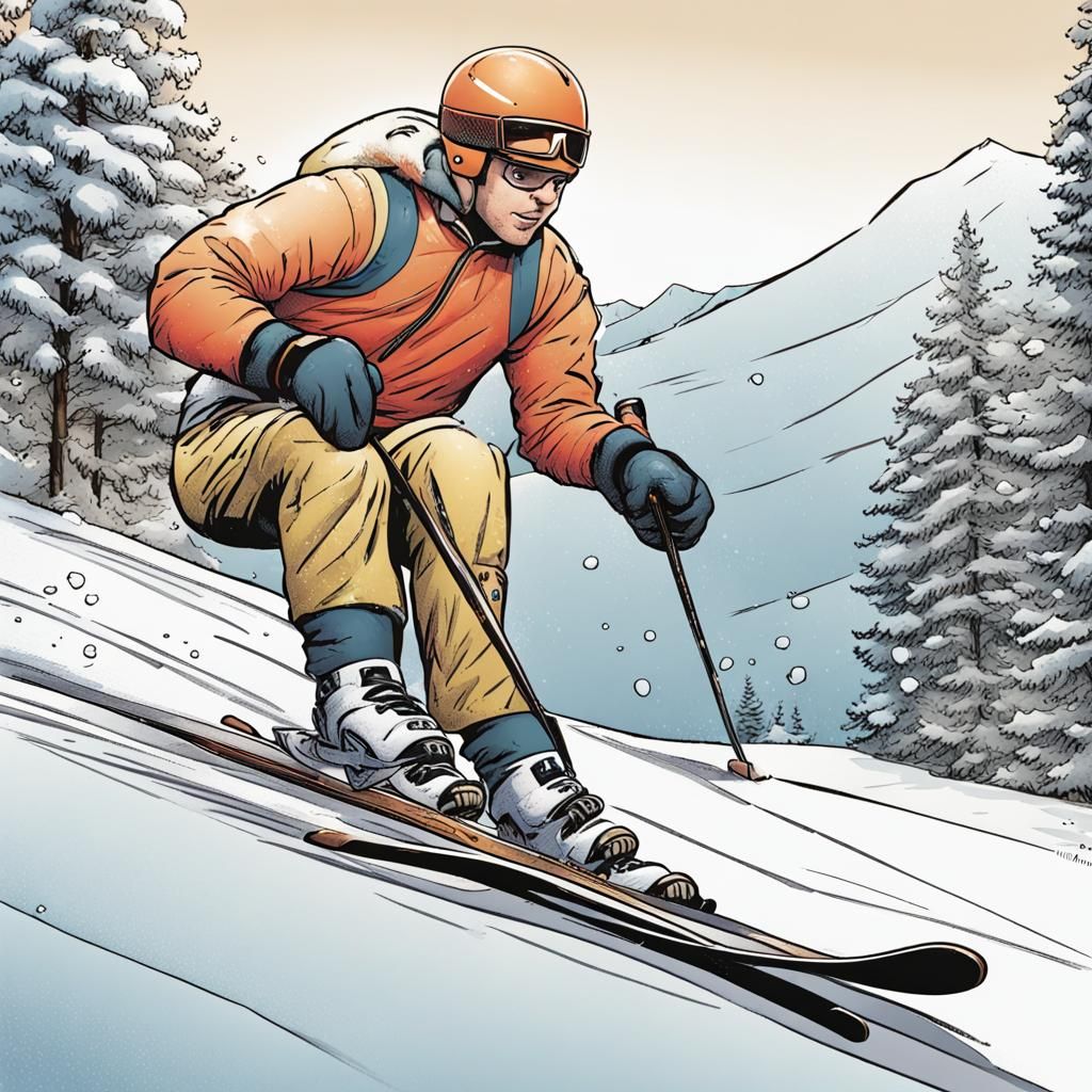 Winter Sports in Comic Book Style