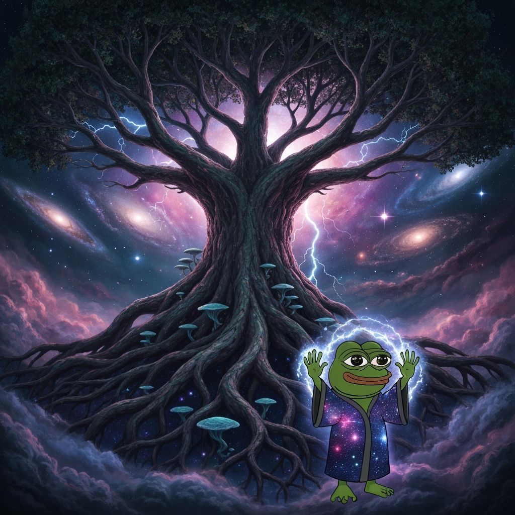Cosmic Tree Draws Energy in Fantasy Concept Art Style