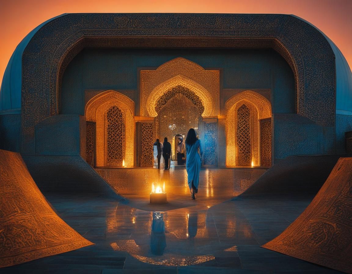 Henna-Covered Woman in Islamic Architecture