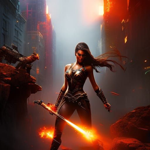 Hyperrealistic Female Boxer in Splash Art Style