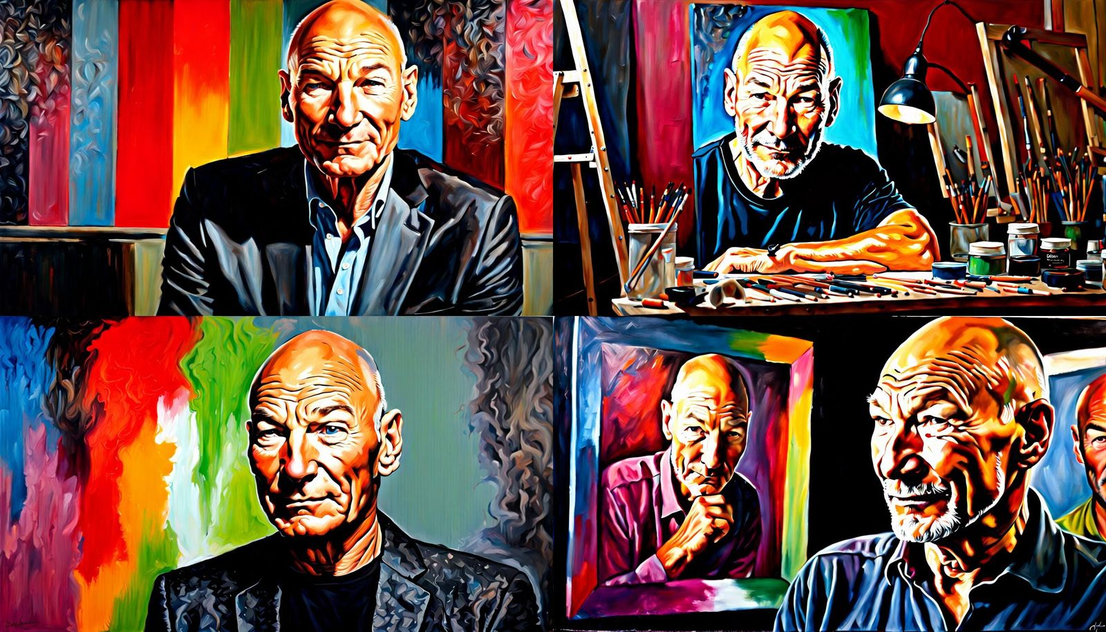 Hyperrealistic Acrylic Portrait of Patrick Stewart