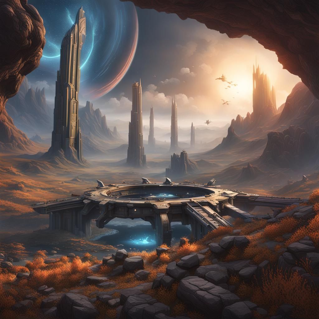 Fantastical Halo in Detailed Matte Painting Style