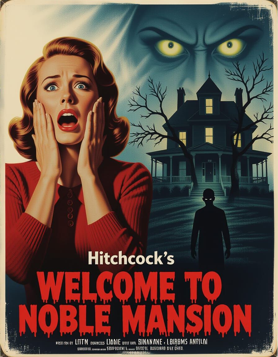 Vintage Horror Movie Poster: Welcome to Noble Mansion