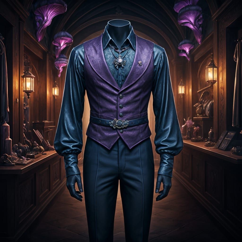 Drow Evening Costume on Mannequin in Dark Boutique