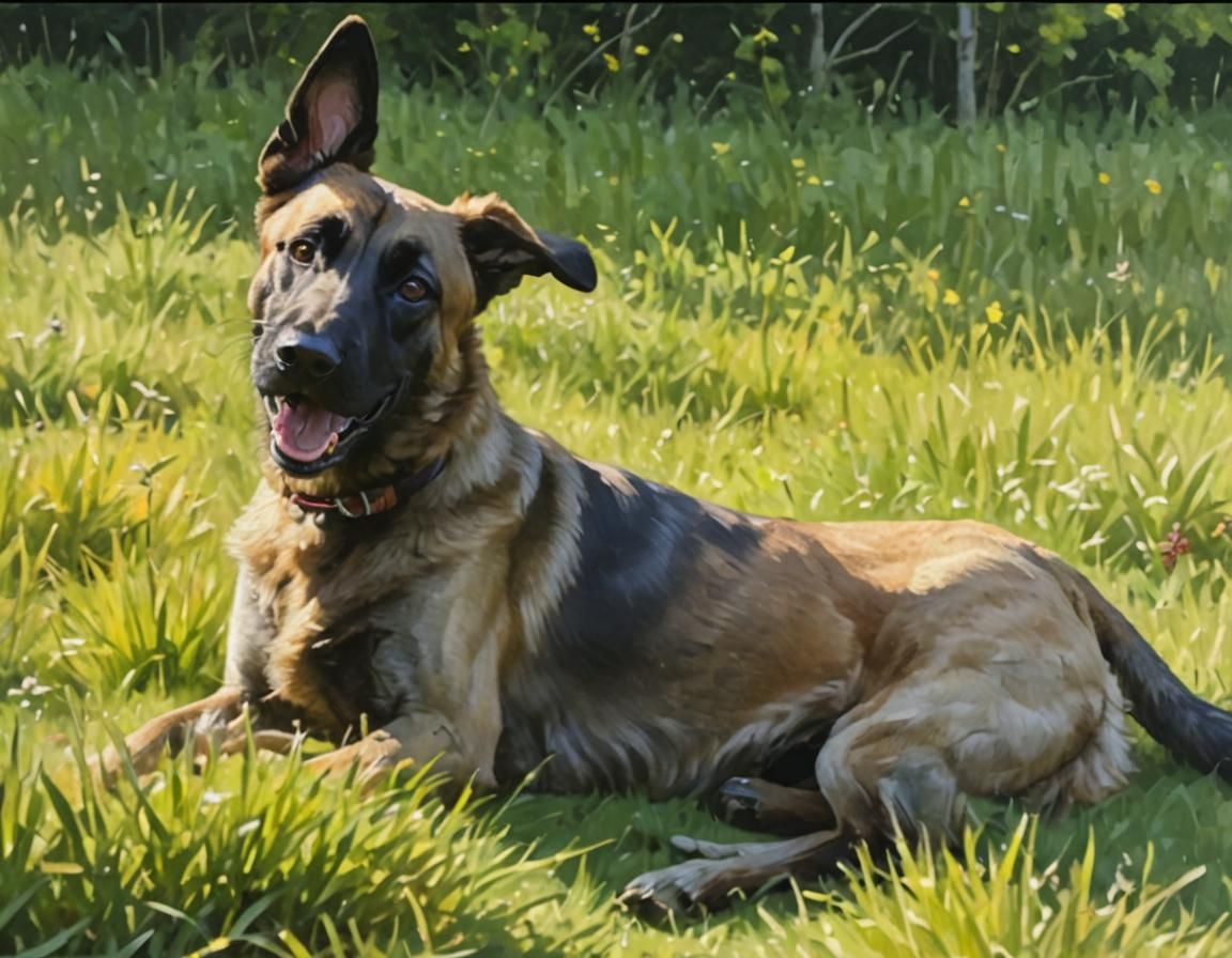 Belgian Malinois in Impressionist Oil Painting