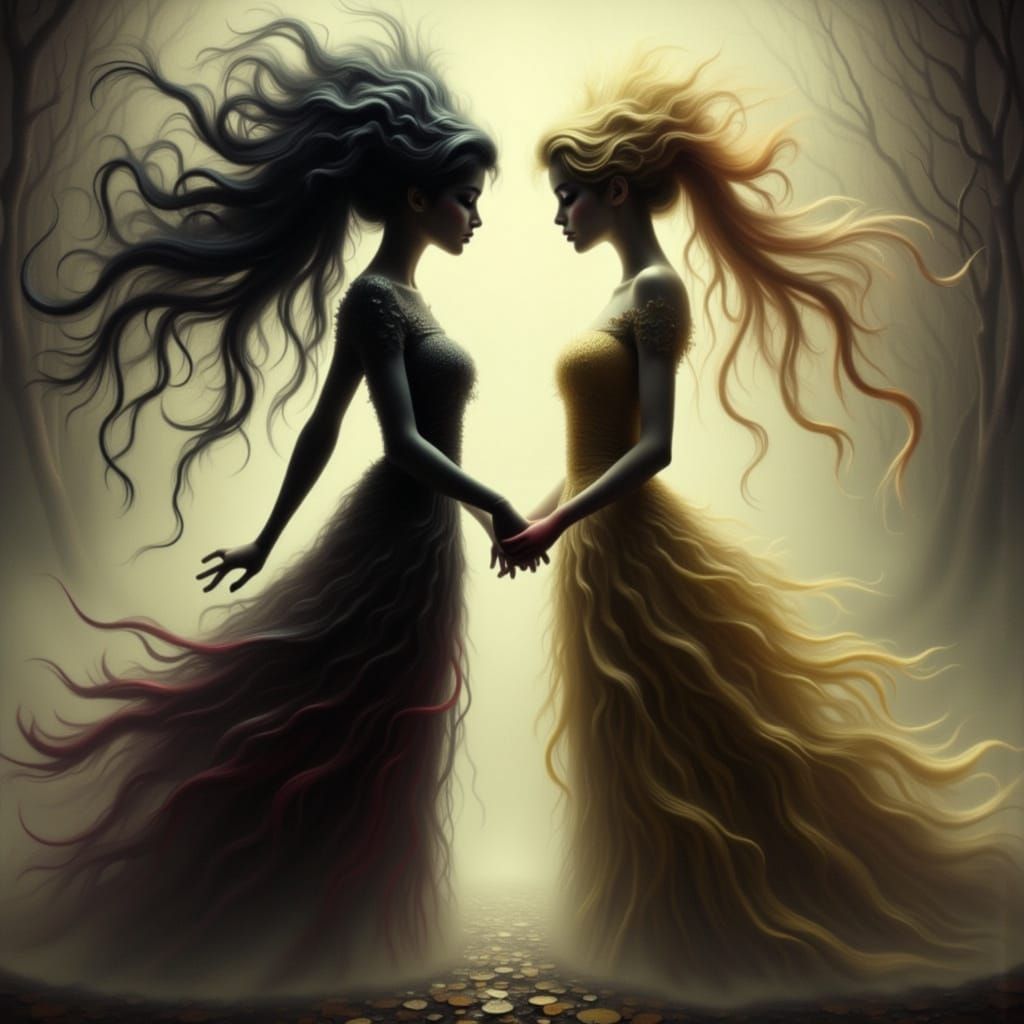 Gothic Duel: Ligeia vs. Rowena in Ethereal Light